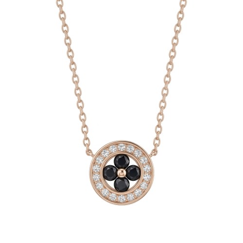 Nightfall - Black Moissanite Halo Pendant with Accented Border