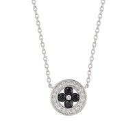 Nightfall - Black Moissanite Halo Pendant with Accented Border