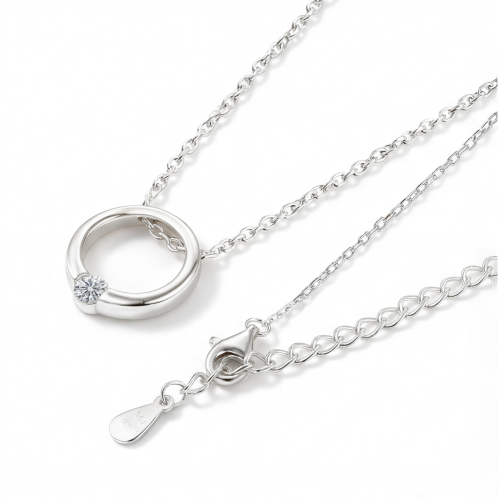 Luna - Contemporary Solitaire Moissanite Pendant