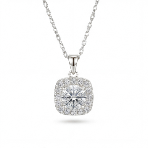 Haloette - Moissanite Pendant with Full Halo Detail