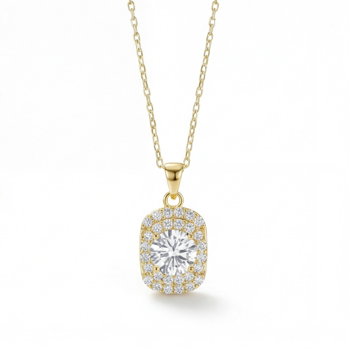 Memento - Brilliant Moissanite Pendant in Pave Halo Design