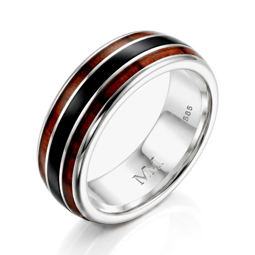 Vireo - Men's Tungsten Ring with Natural Wood Inlay Vireo - Men's Tungsten Ring with Natural Wood Inlay