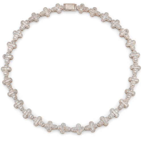 Virtuoso - Emerald Cut Moissanite Pavé Cross Chain With Statement Clasp