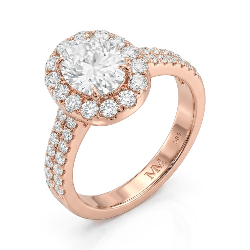Ovalea - Oval Cut Moissanite Ring with Halo Pavé Design