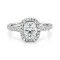Plushette - Elongated Cushion Cut Moissanite Engagement Ring With Halo and Micropavé Shank