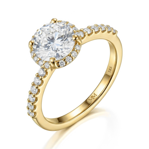 Glimmerette - Luxurious Halo Moissanite Ring with Pavé Accents