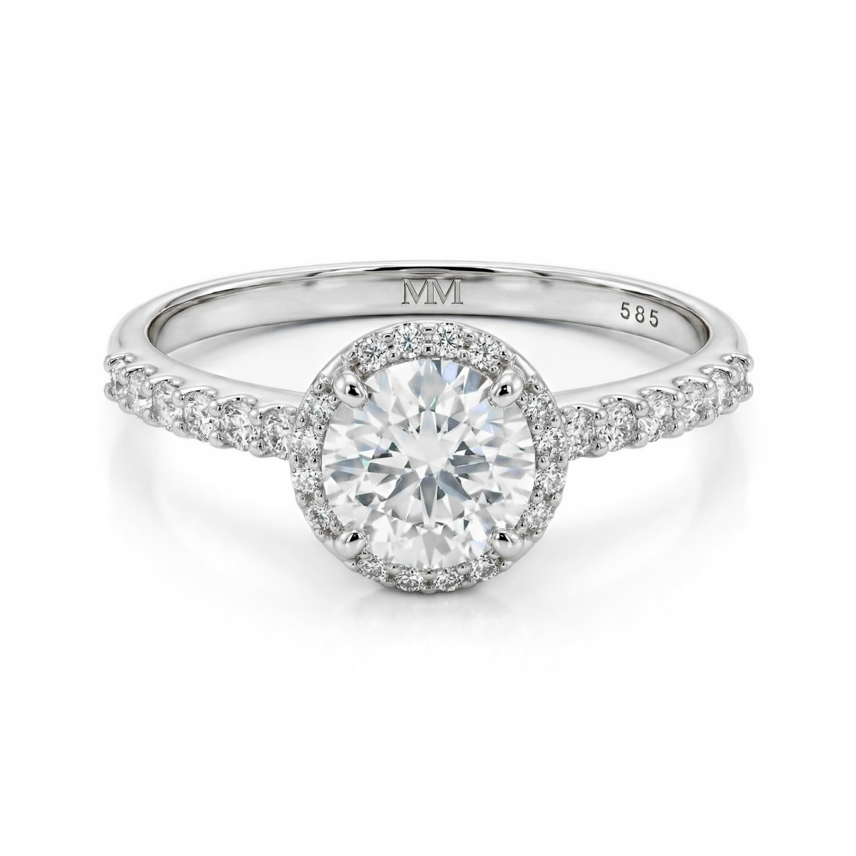 Glimmerette - Luxurious Halo Moissanite Ring with Pavé Accents
