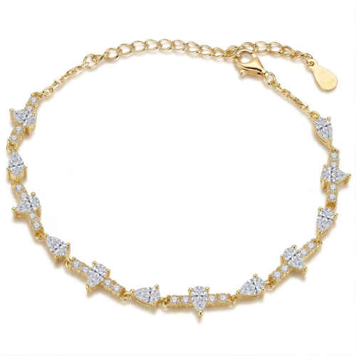 Perlette - Pear Cut Moissanite Bracelet with Elegant Symmetry