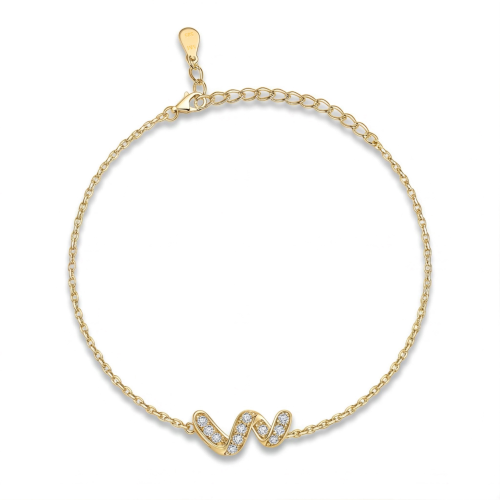 Serpentine - Moissanite Infinity Bracelet with Pave-Set Gemstones