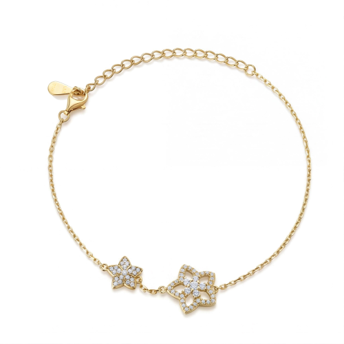 Fiorella - Adjustable Moissanite Flower Charm Bracelet with Pavé Settings
