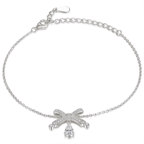 Pearlette - Pear-Shaped Moissanite Bow Bracelet With Pave Setting