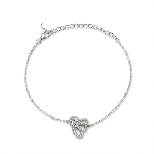 Ornella - Floral Halo Moissanite Bracelet with Adjustable Chain