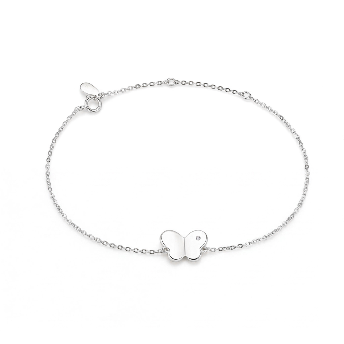 Papillon - Moissanite Butterfly Charm Bracelet with Adjustable Chain