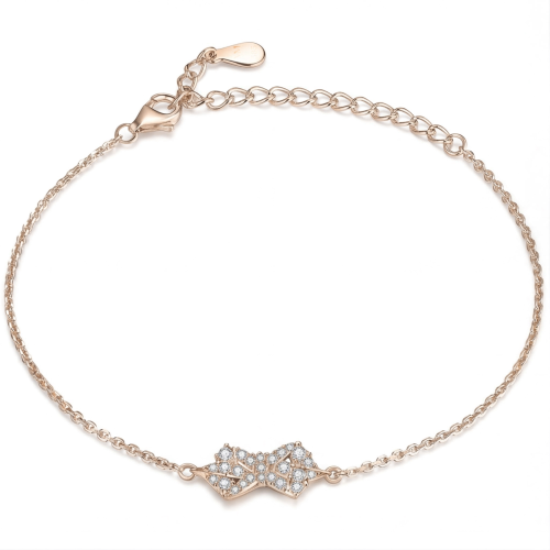 Gleamique - Moissanite Bow Motif Bracelet with Adjustable Chain