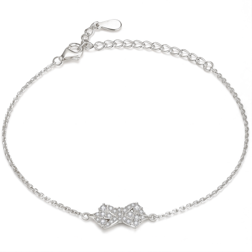 Gleamique - Moissanite Bow Motif Bracelet with Adjustable Chain