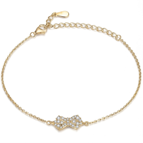 Gleamique - Moissanite Bow Motif Bracelet with Adjustable Chain