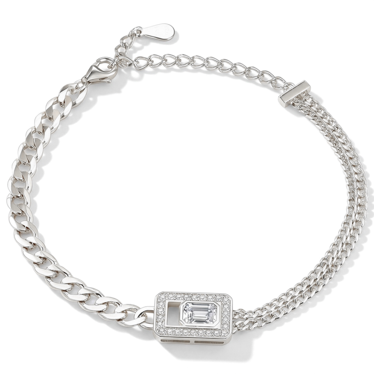 Verdura - Emerald-Cut Moissanite Bracelet with Halo Design