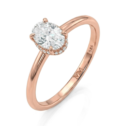 Ovalisse - Oval Cut Moissanite Ring with Circle Hidden Halo