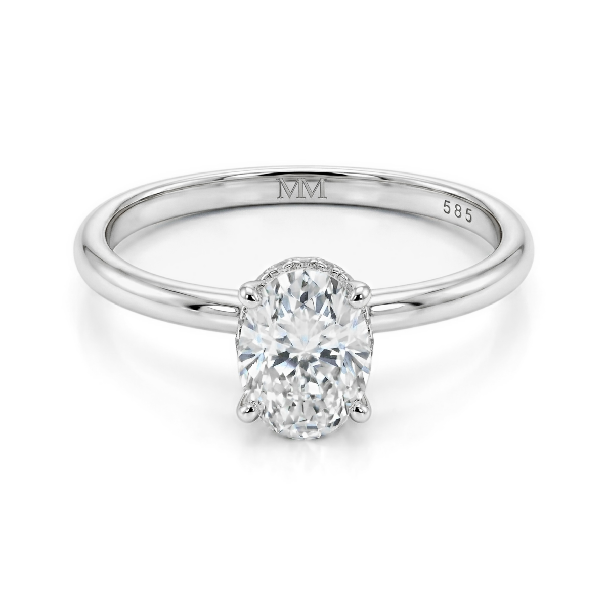 Ovalisse - Oval Cut Moissanite Ring with Circle Hidden Halo