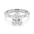 Poirine - Pear Cut Moissanite Ring with Hidden Halo and Pavé Accent Stones