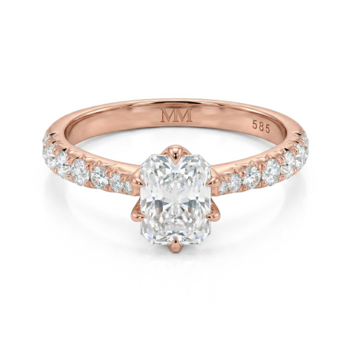 Lumiere - Radiant Cut Moissanite Ring with Pavé-Set Stones