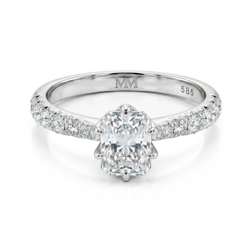 Lumiere - Radiant Cut Moissanite Ring with Pavé-Set Stones