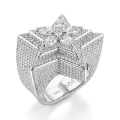 Zenith - Men's Pear Cut Moissanite Star Ring with Pavé Setting