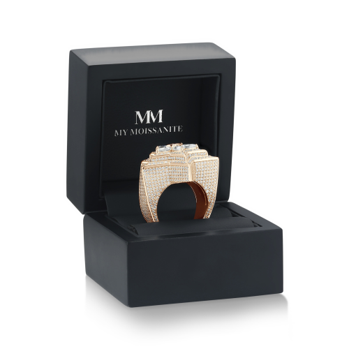 Zenith - Men's Pear Cut Moissanite Star Ring with Pavé Setting