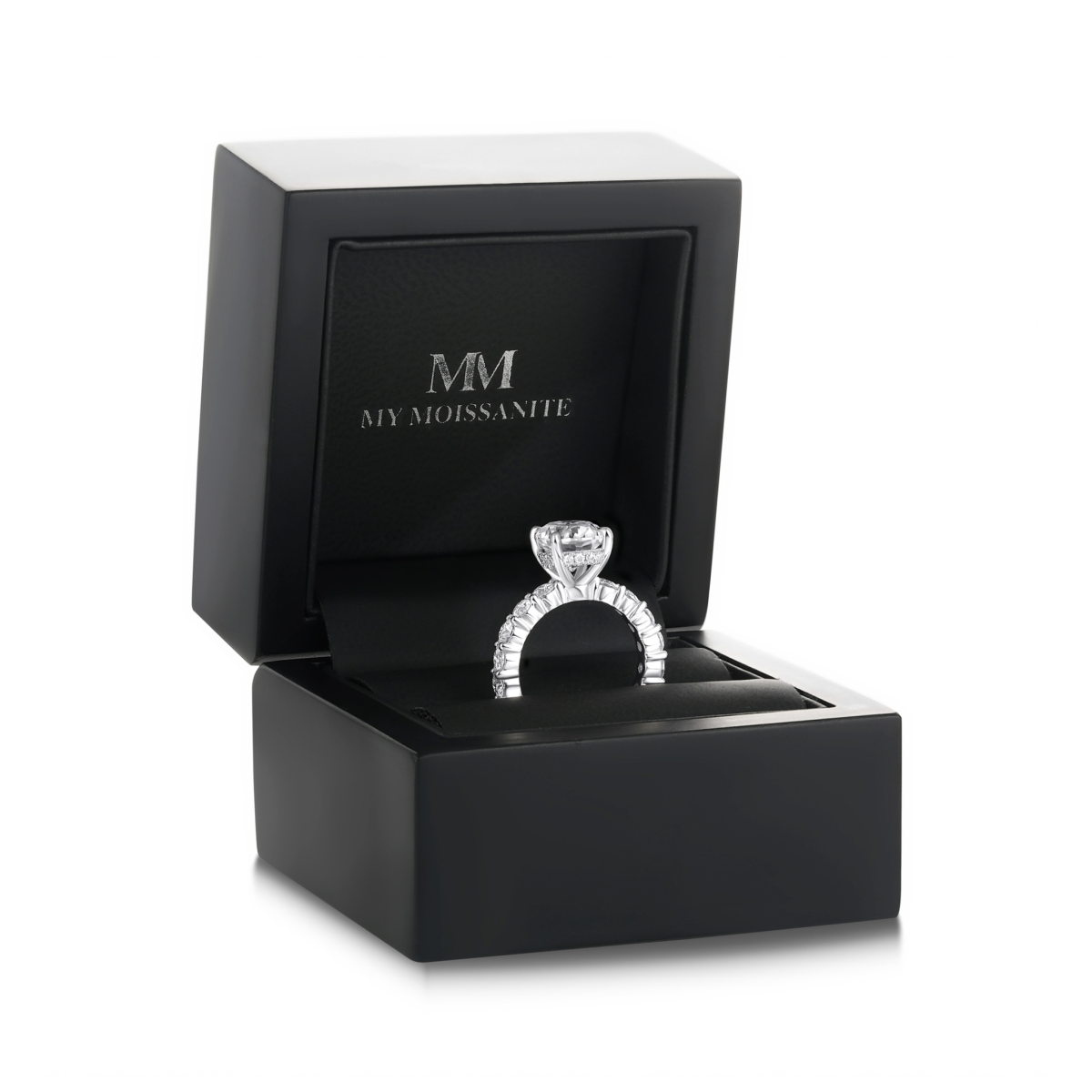 Majestica - Oval Moissanite Ring with Side Stones