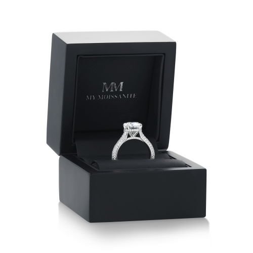 Cassiane - Moissanite Engagement Ring with Pavé-Set Accent Stones