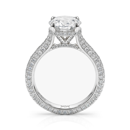 Cassiane - Moissanite Engagement Ring with Pavé-Set Accent Stones