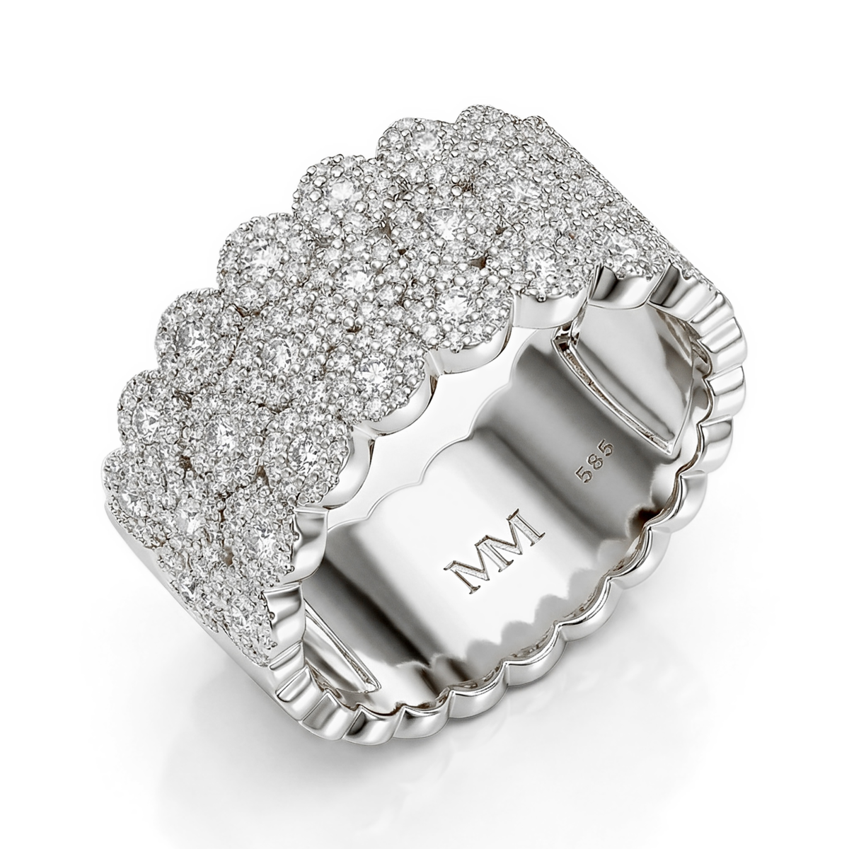Cresta - Wide Pavé Set Moissanite Engagement Ring