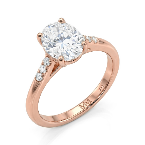 Mirage - Oval Cut Moissanite Engagement Ring with Pavé Side Stones