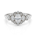 Gardenia - Oval Moissanite Engagement Ring with Heart and Round Accents
