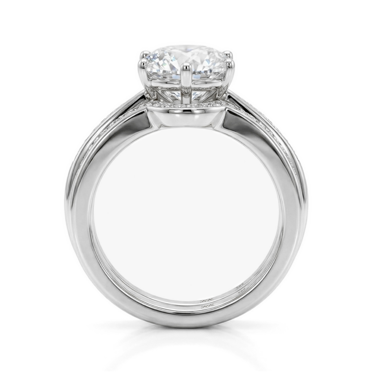 Vespera - Moissanite Bridal Set With Pavé Accents and Split Band