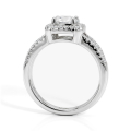 Evora – Moissanite Ring with Split-Shank in Halo Setting