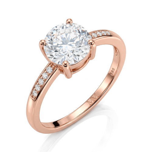 Ophelia - Moissanite Engagement Ring with Pavé Set Side Stones