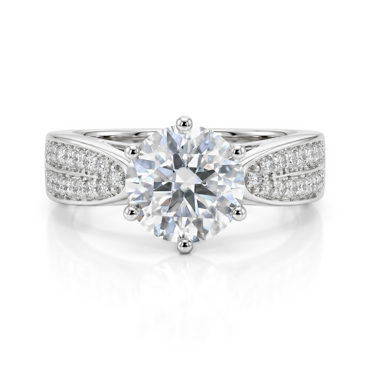 Sylphie – Moissanite Engagement Ring with Double Side Stones
