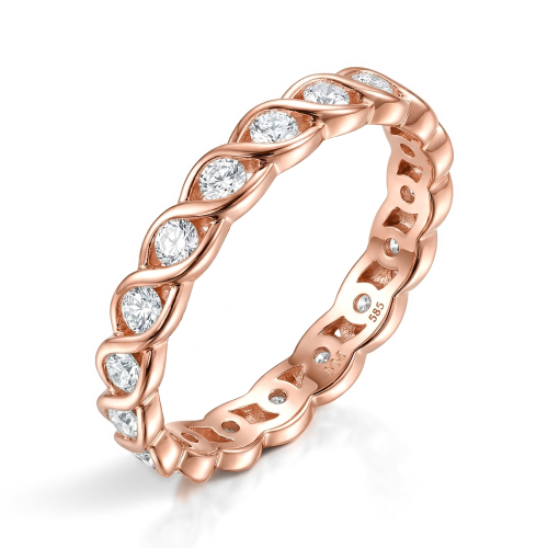 Celestine - Twisted Moissanite Eternity Ring in Bezel Setting