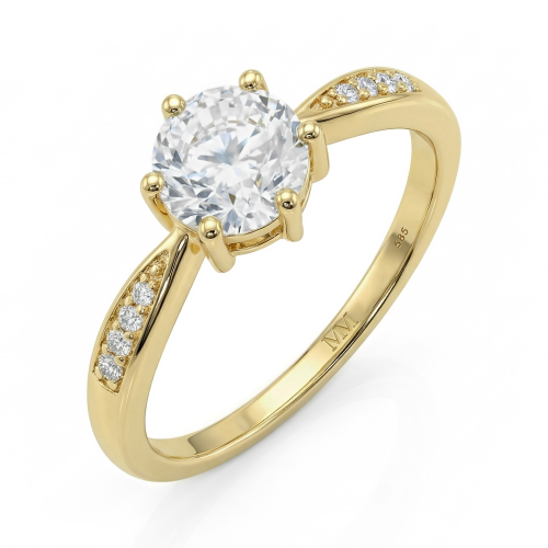 Stellar - Moissanite Engagement Ring with Pavé-Set Side Stones