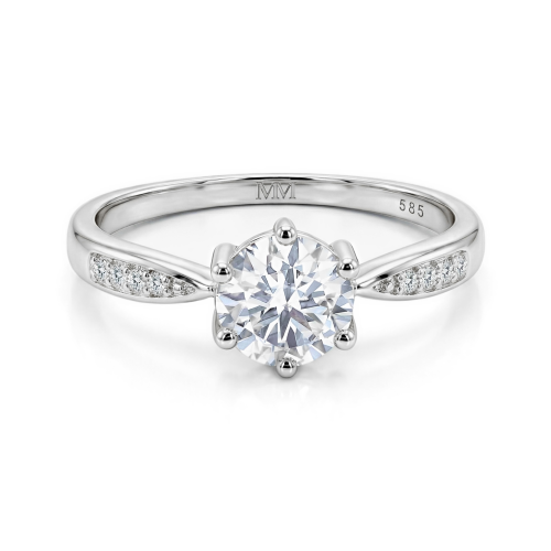 Stellar - Moissanite Engagement Ring with Pavé-Set Side Stones