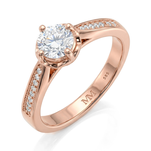 Celeste - Moissanite Engagement Ring With Pave Side Stones