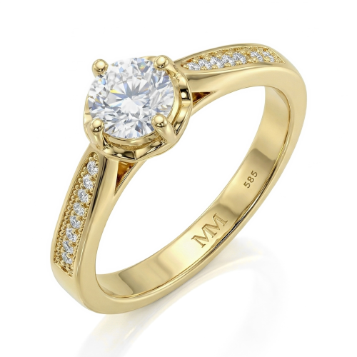 Celeste - Moissanite Engagement Ring With Pave Side Stones