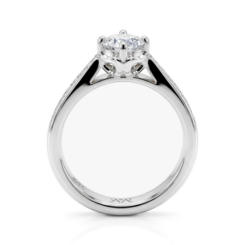Celeste - Moissanite Engagement Ring With Pave Side Stones