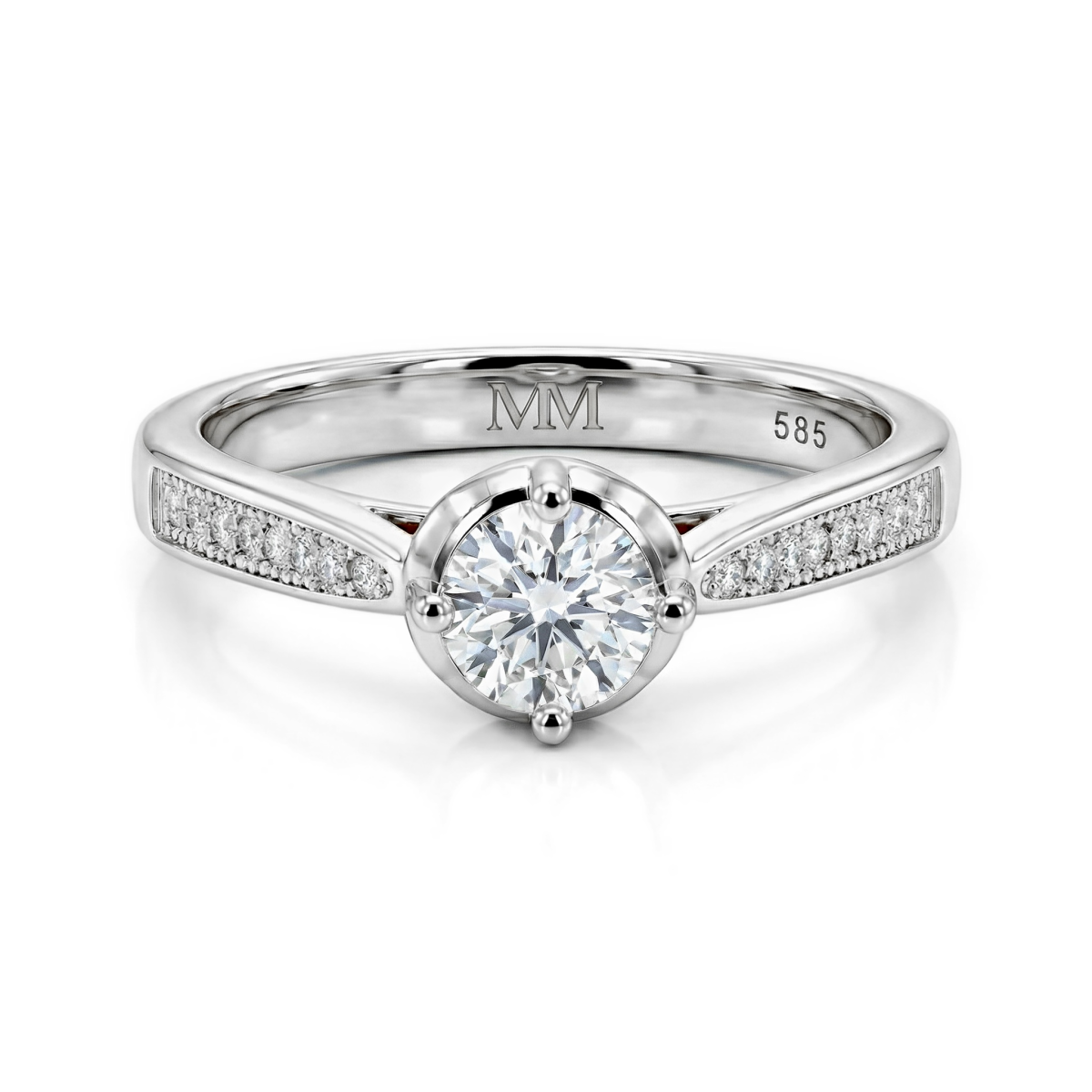 Celeste - Moissanite Engagement Ring With Pave Side Stones