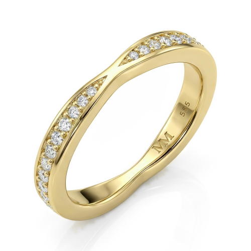 Aria - Curved Moissanite Wedding Band With Pavé Setting