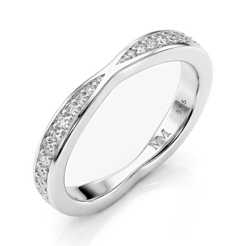 Aria - Curved Moissanite Wedding Band With Pavé Setting Aria - Curved Moissanite Wedding Band With Pavé Setting