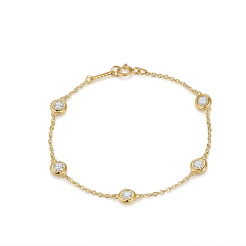 Circlis - Moissanite Bracelet with Bezel Set Stones and Delicate Link Chain