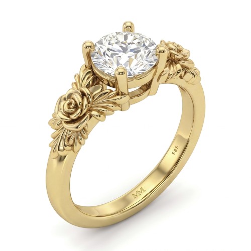 Roselle - Floral Moissanite Engagement Ring with Pavé Setting
