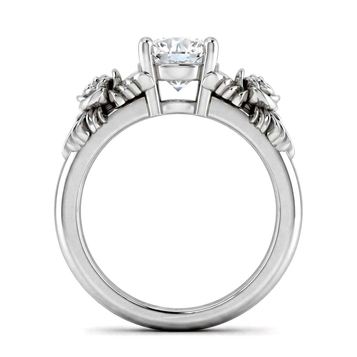 Roselle - Floral Moissanite Engagement Ring with Pavé Setting